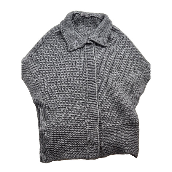 Elsamanda Grey Sweater Thick Chunky Knit Alpaca Wool Cardigan‎ Gray Medium - Picture 1 of 5